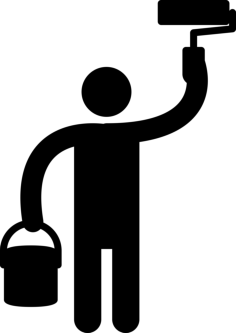 Painter With Roller And Paint Bucket Sketch Drawing Svg, Free Vectors File